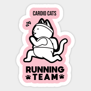 Cardio Cats running team black and white Sticker